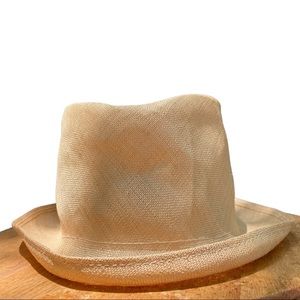 Natural / ivory handmade straw top hat , size: Large